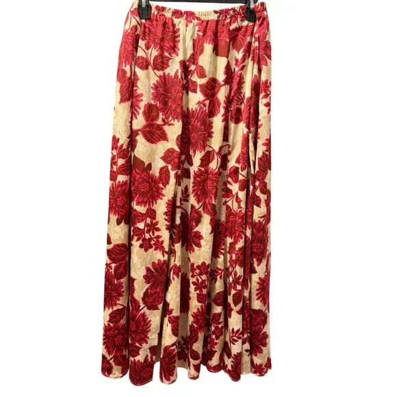 Cupio Floral Print Maxi Skirt Sz L Beige Multi Skirt - Picture 4 of 12